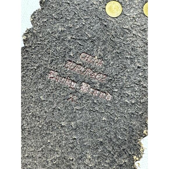 LUCKY Brand Brown Tooled Brass Studded Wide Leather BELT Size XL Western Boho - Picture 7 of 8